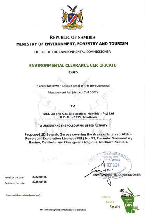 e clearance certificates.